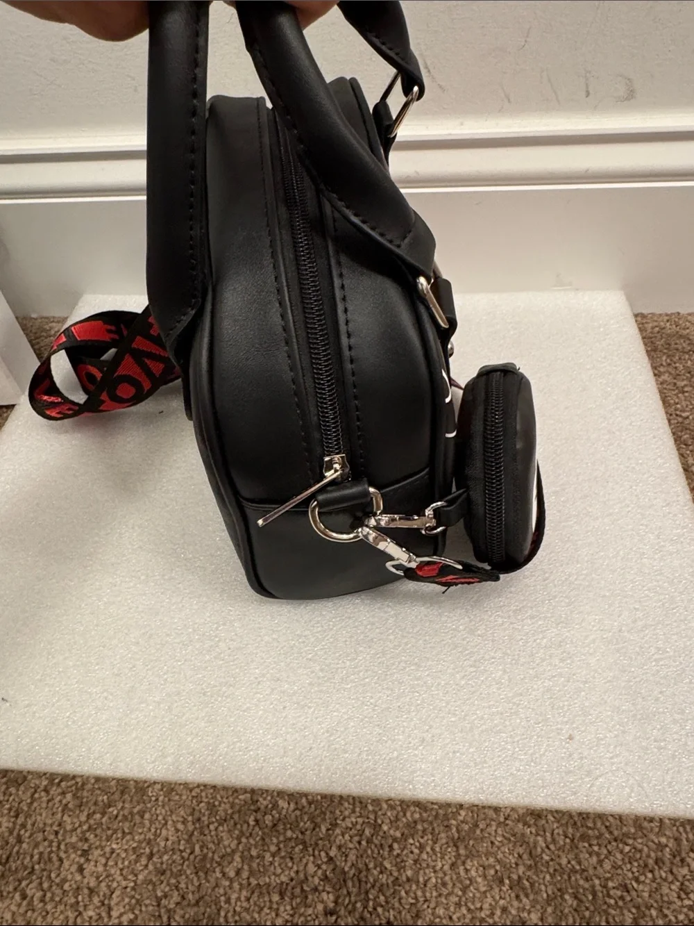 Betty Boop Black Printed Dome satchel bag with pouch NWT